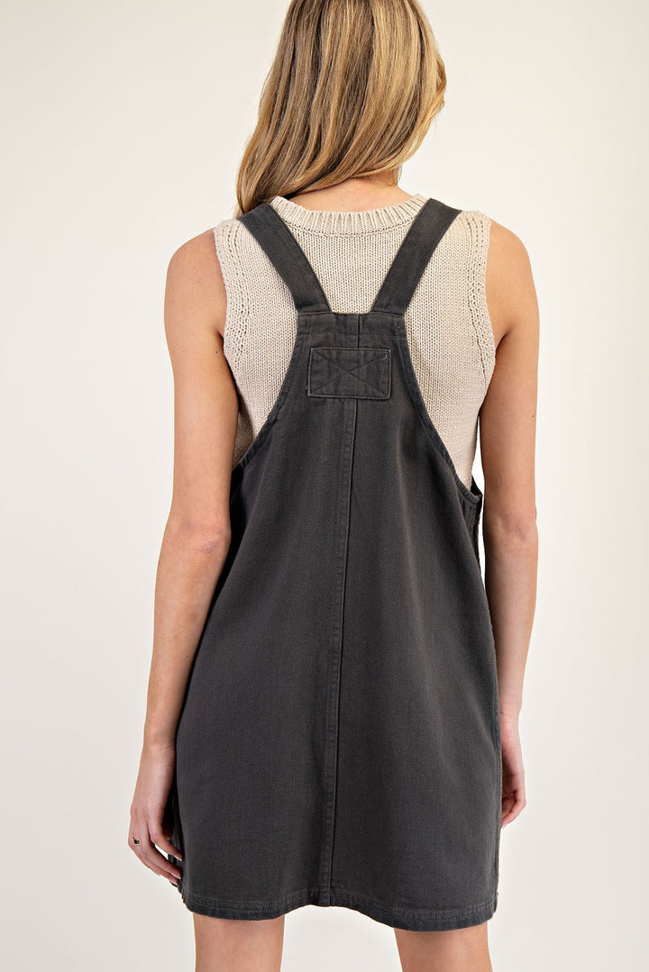 Mineral Washed Overall Mini Dress