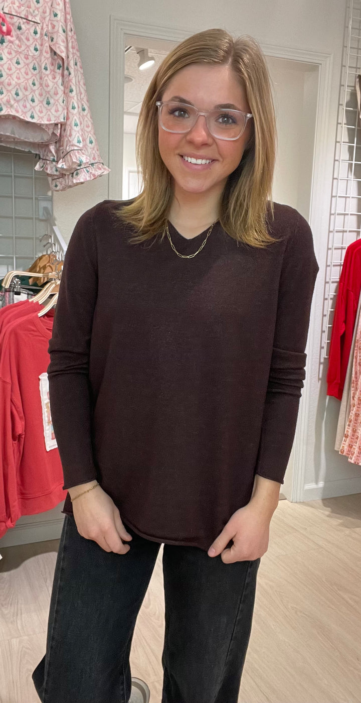 Mocha V-Neck Sweater