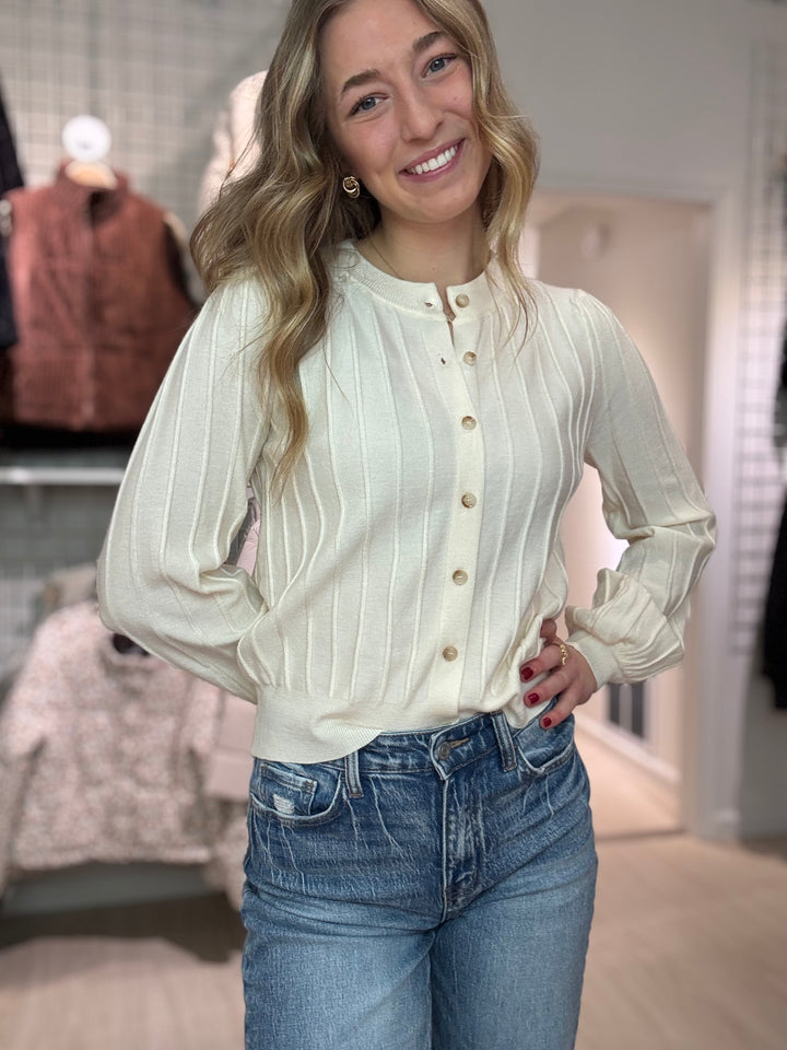 Ribbed Button-up Cardigan