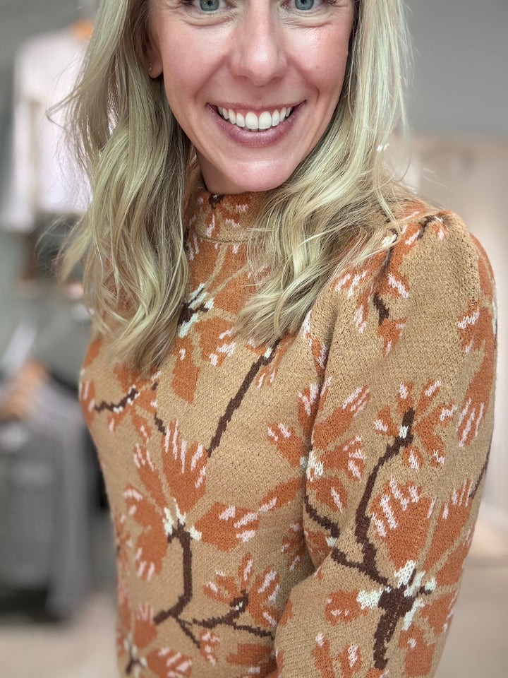 Caramel Floral Sweater