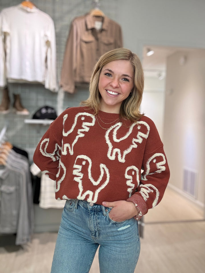 Dino Jacquard Heavy Pullover Crew