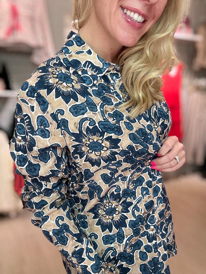 Printed Button-Up Shirt