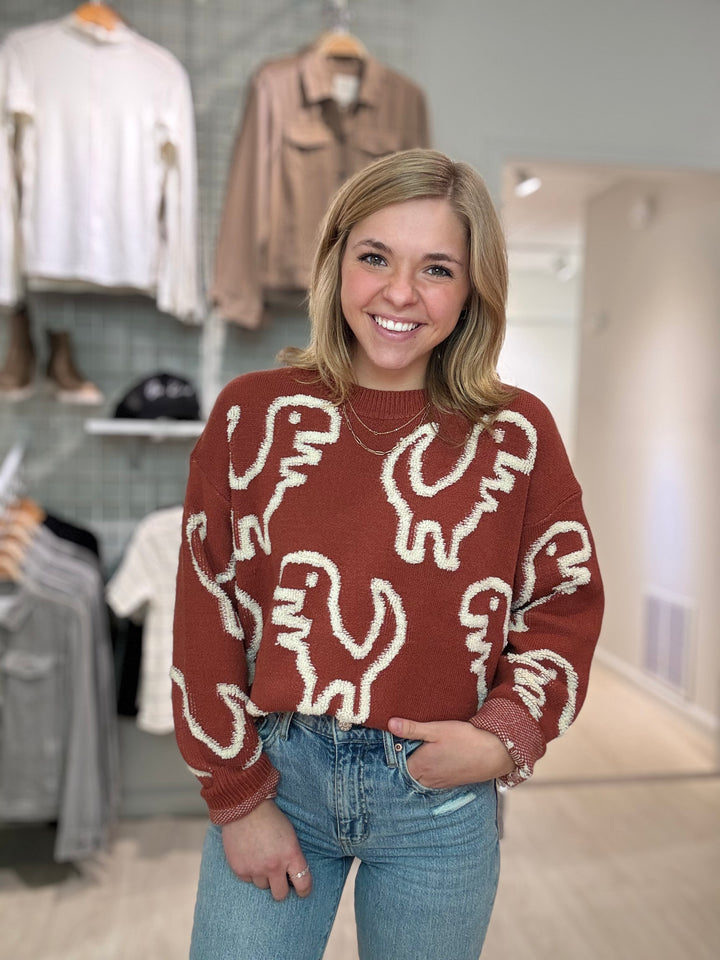 Dino Jacquard Heavy Pullover Crew