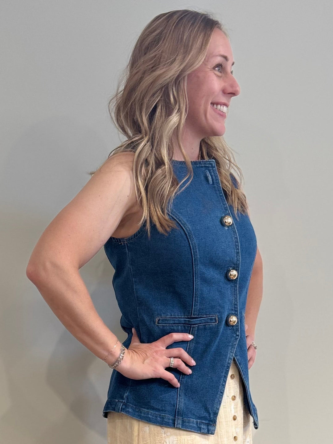 Button Down Denim Vest