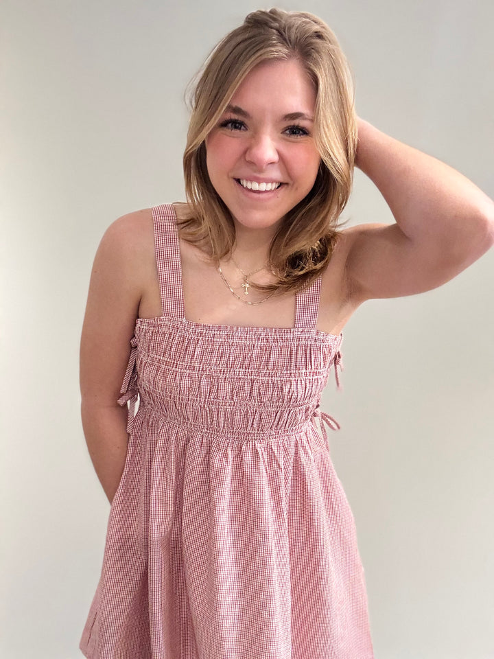 Plaid Smocked Mini Dress