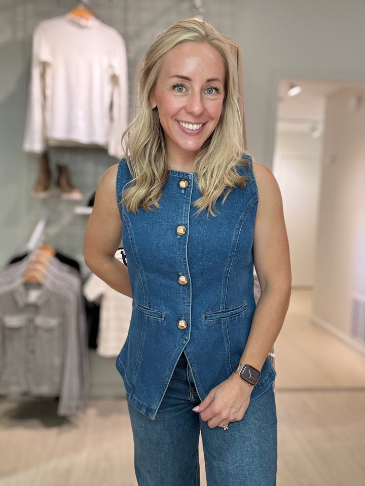 Button Down Denim Vest