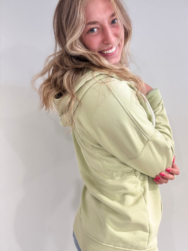 Vintage Wash Half Zip Hoodies