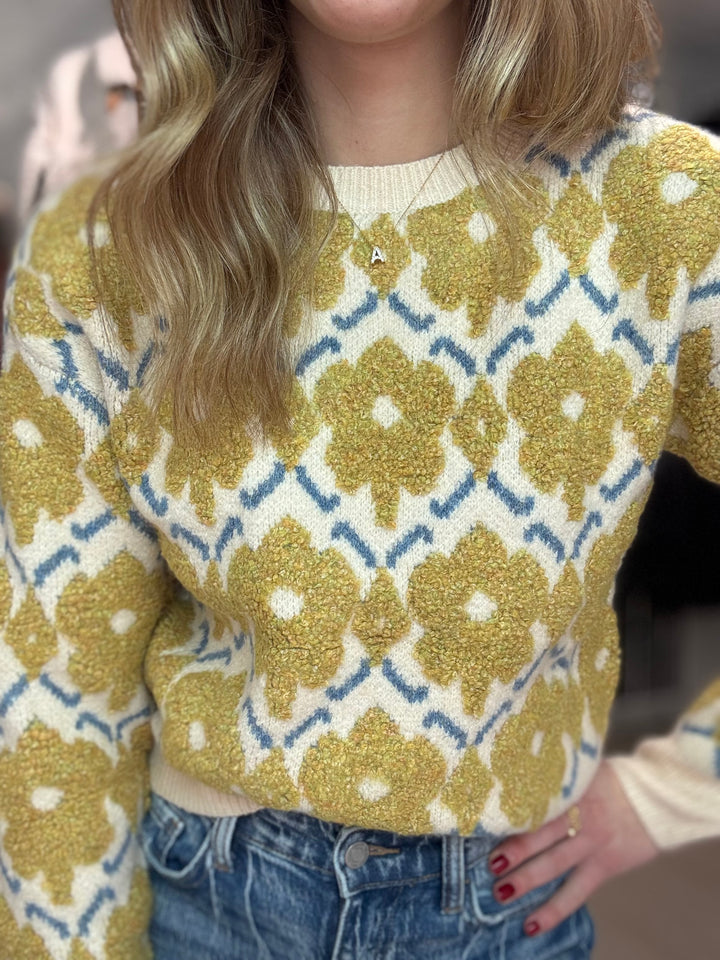 Fuzzy Floral Sweater