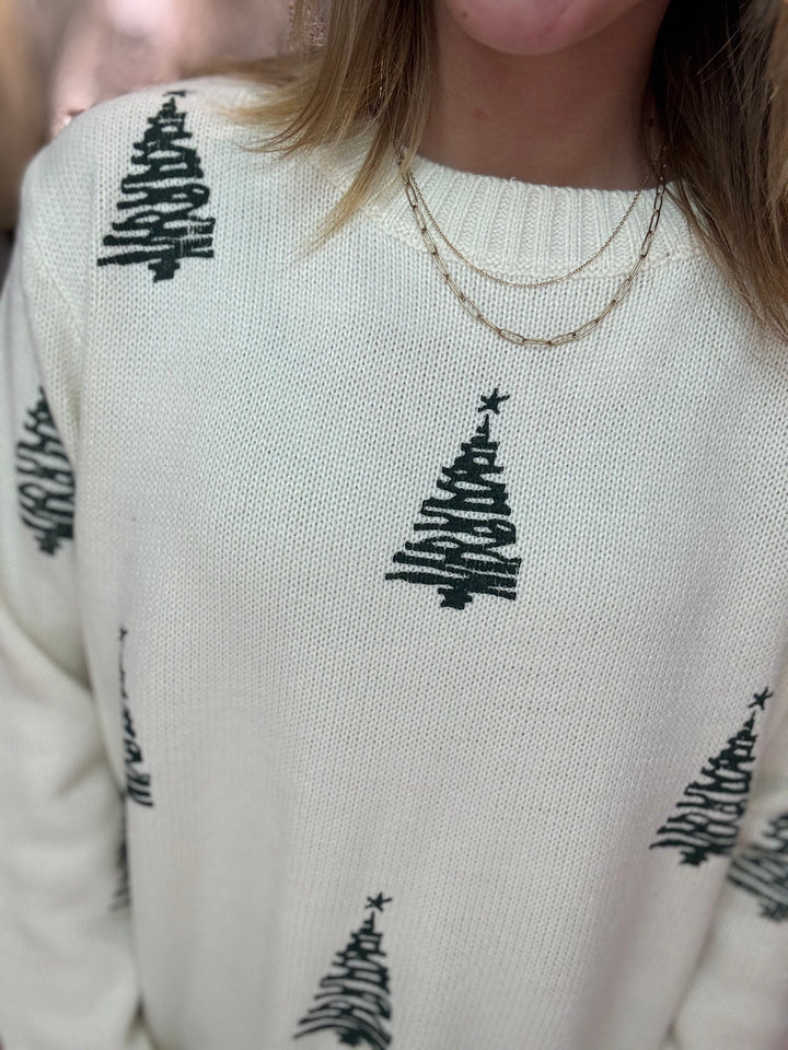 Ivory Christmas Tree Sweater