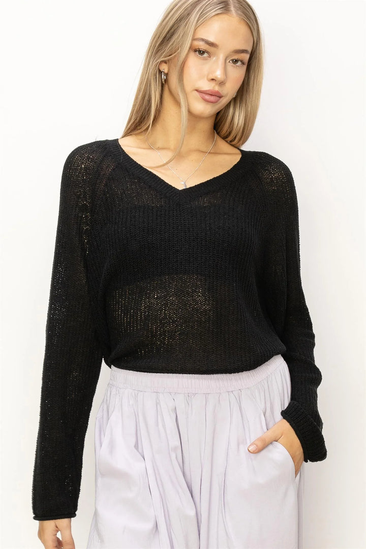 Long Sleeve Woven Sweater