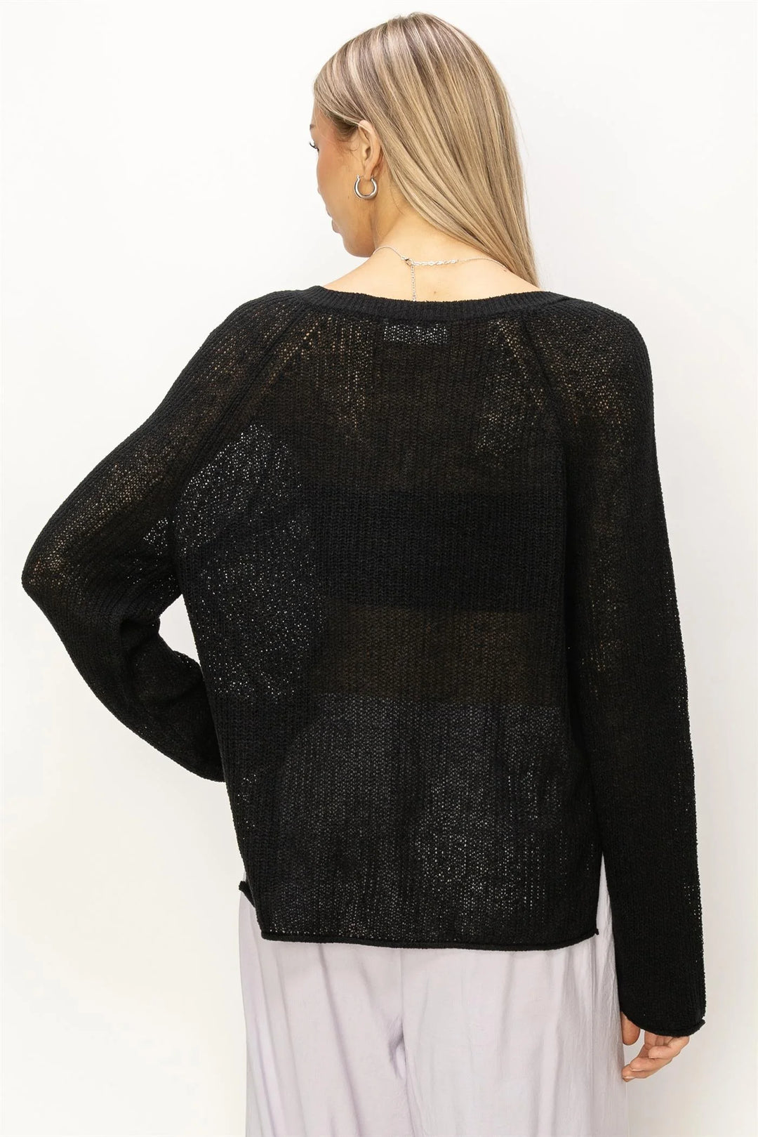 Long Sleeve Woven Sweater