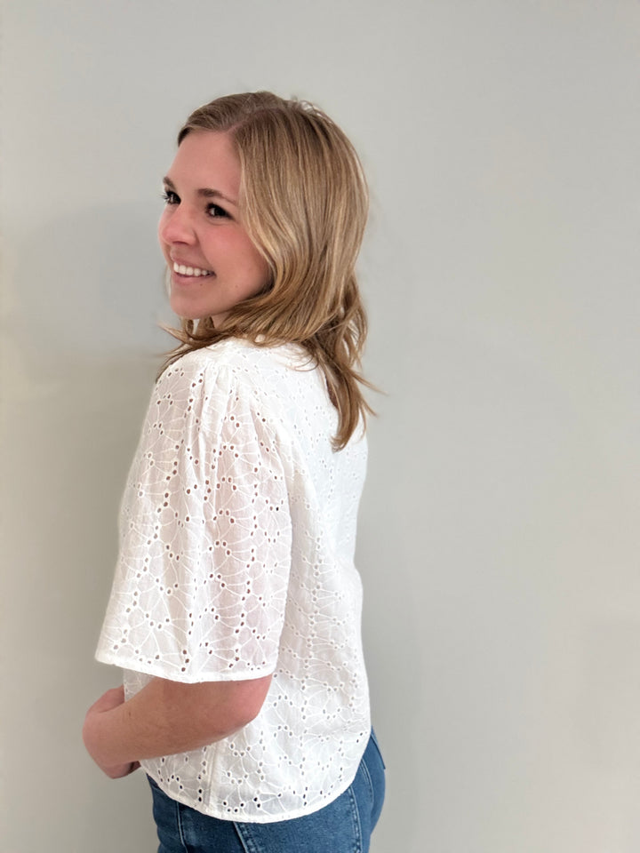 White Eyelet Top