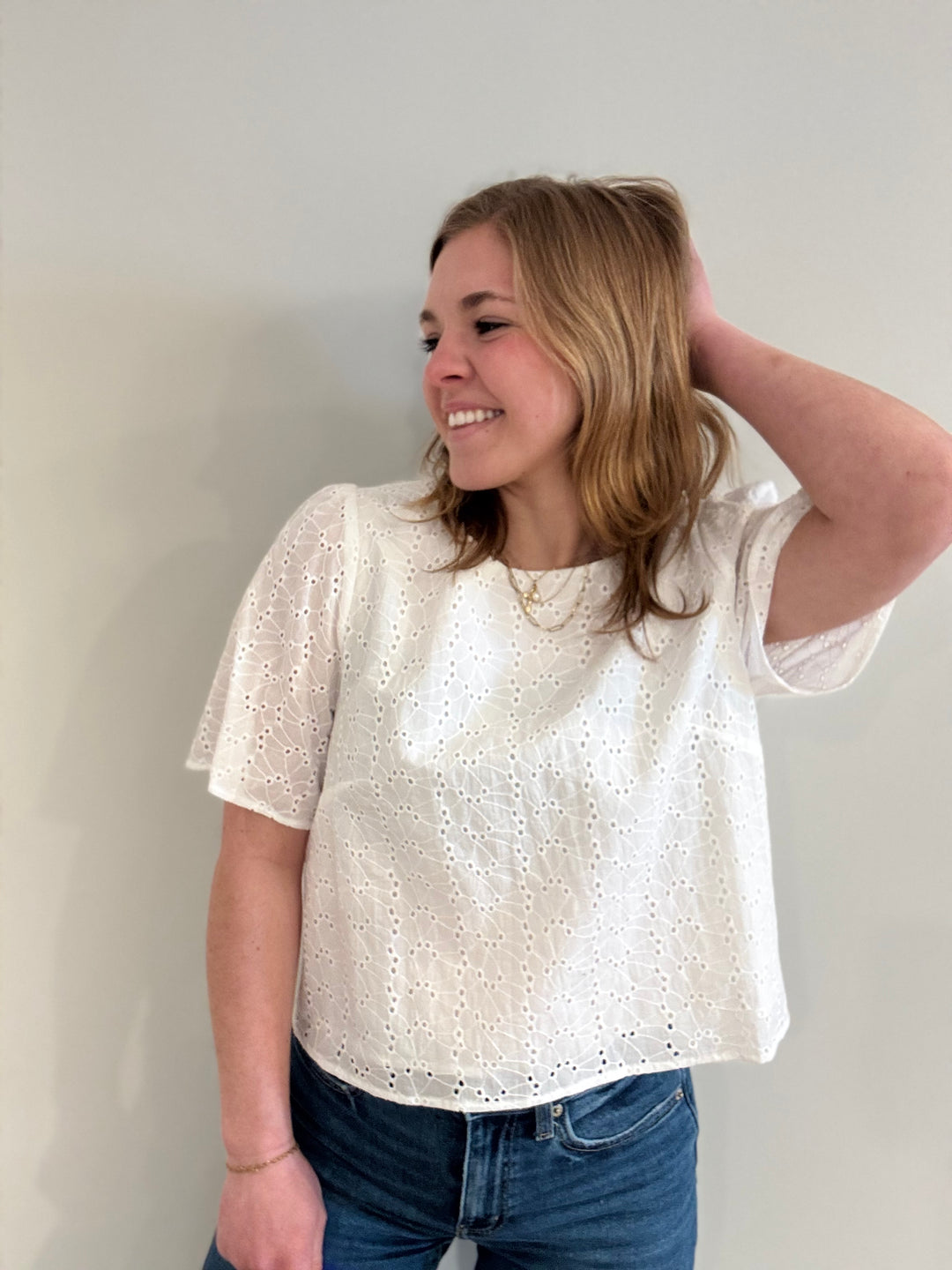 White Eyelet Top