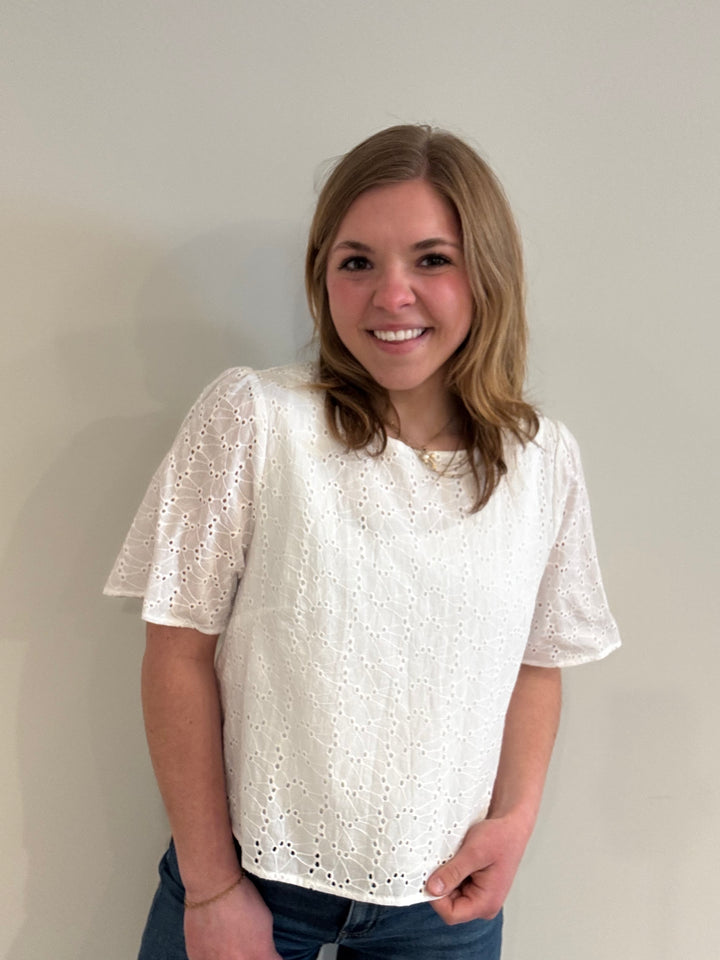 White Eyelet Top