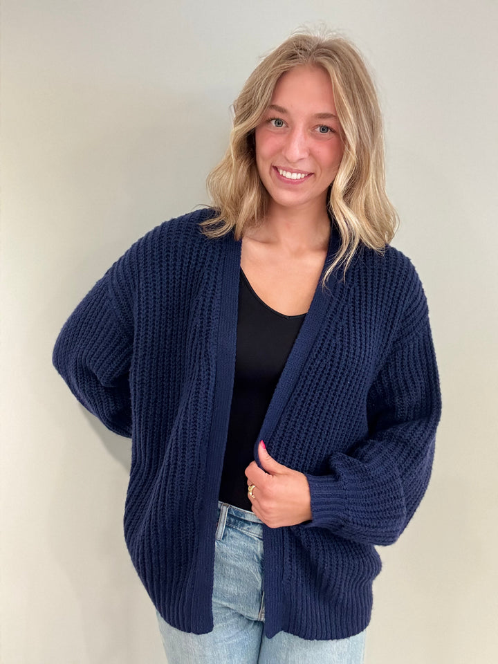 Solid Chunky Sweater Cardigan