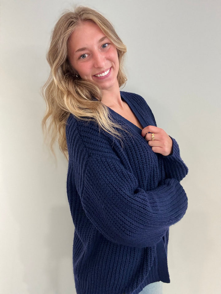 Solid Chunky Sweater Cardigan