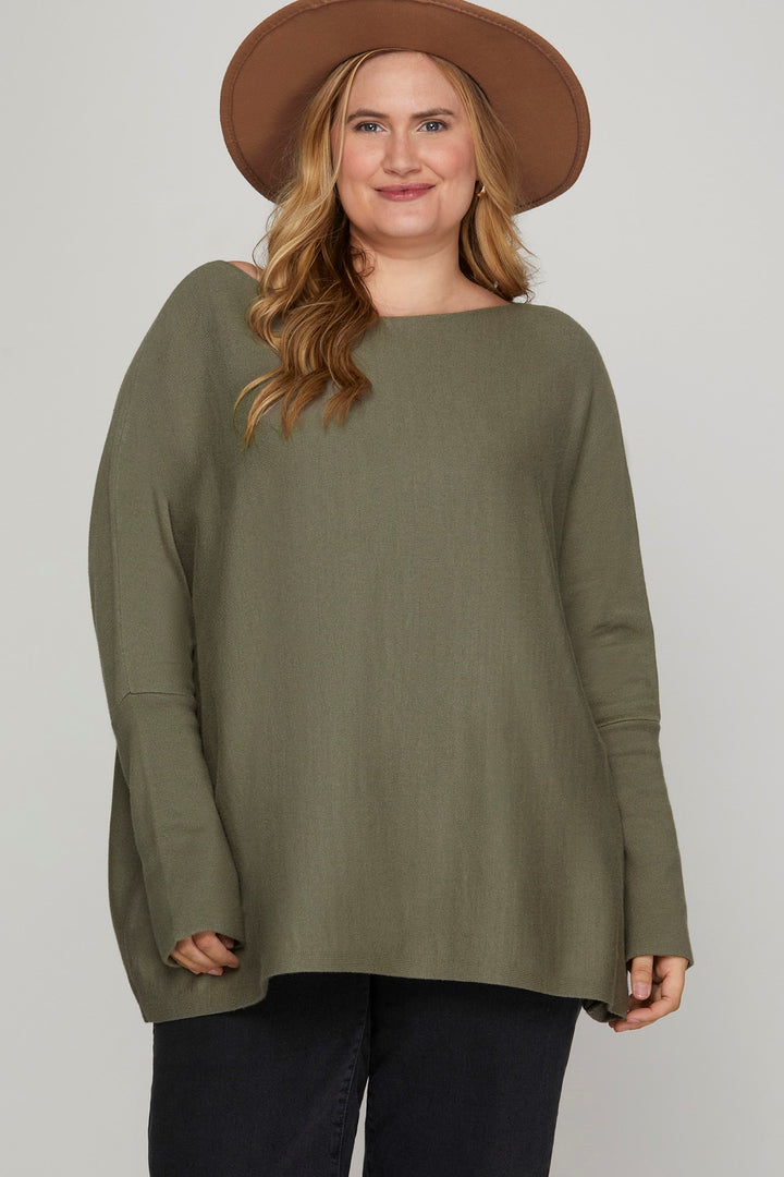 Olive Boat Neck Sweater