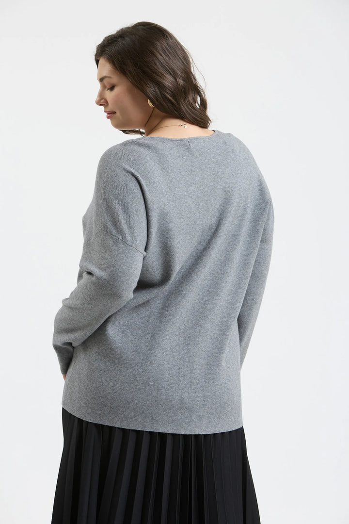 Solid Front Seam Knit Sweater | PLUS