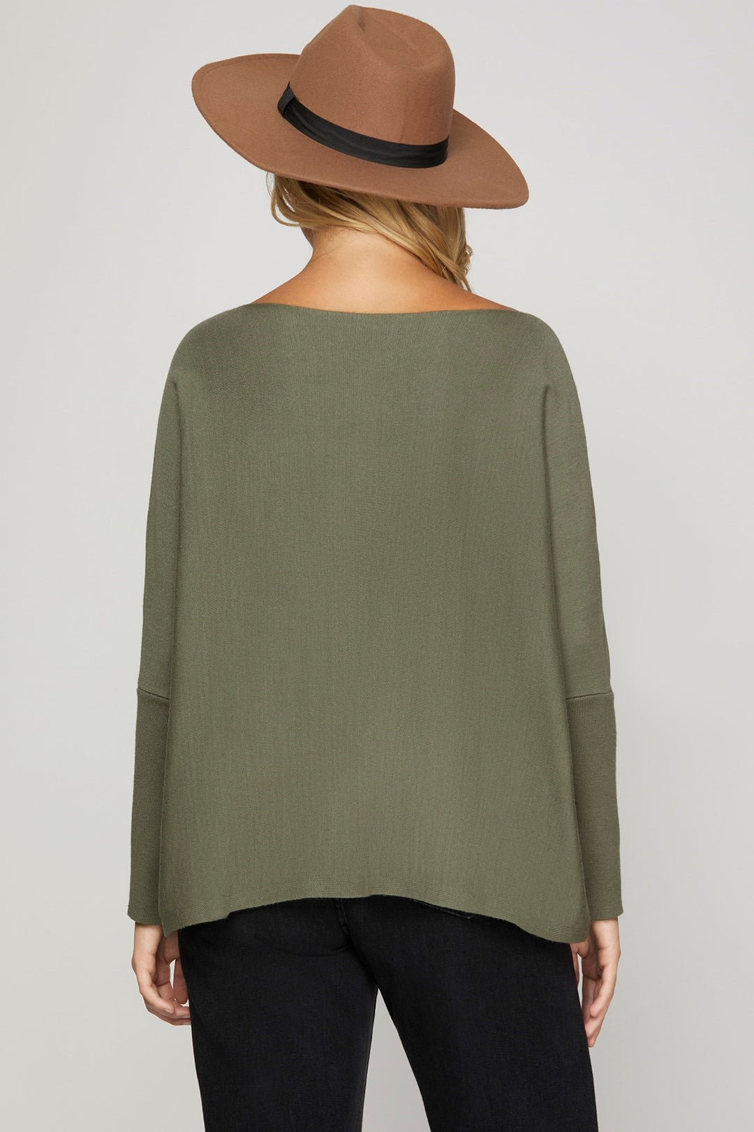 Olive Boat Neck Sweater