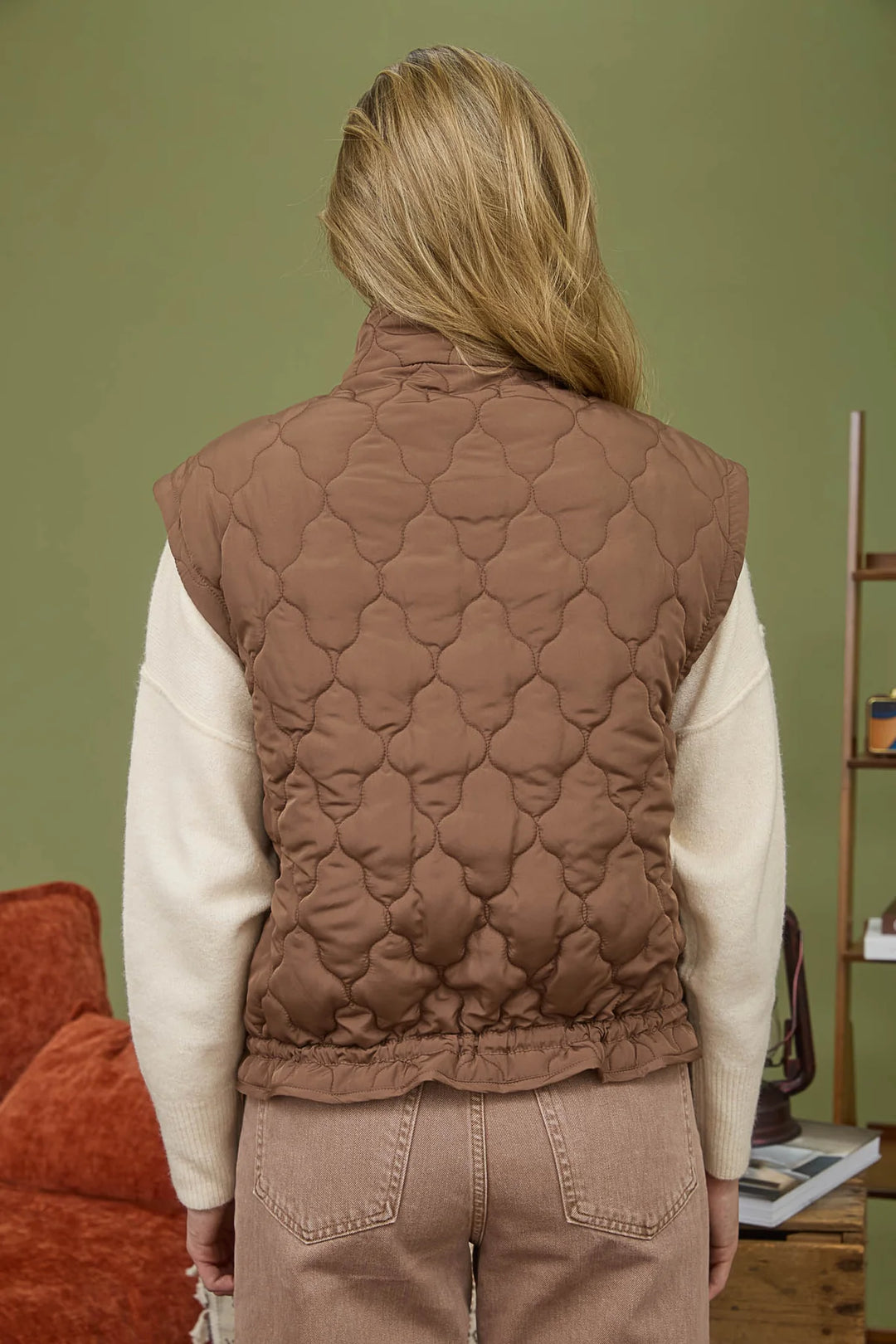 Tie Detail Quilted Puffer Vest
