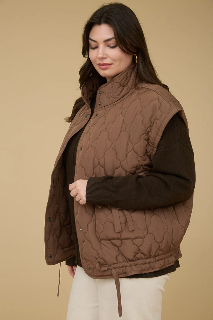Tie Detail Quilted Puffer Vest