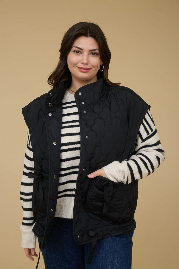 Tie Detail Quilted Puffer Vest