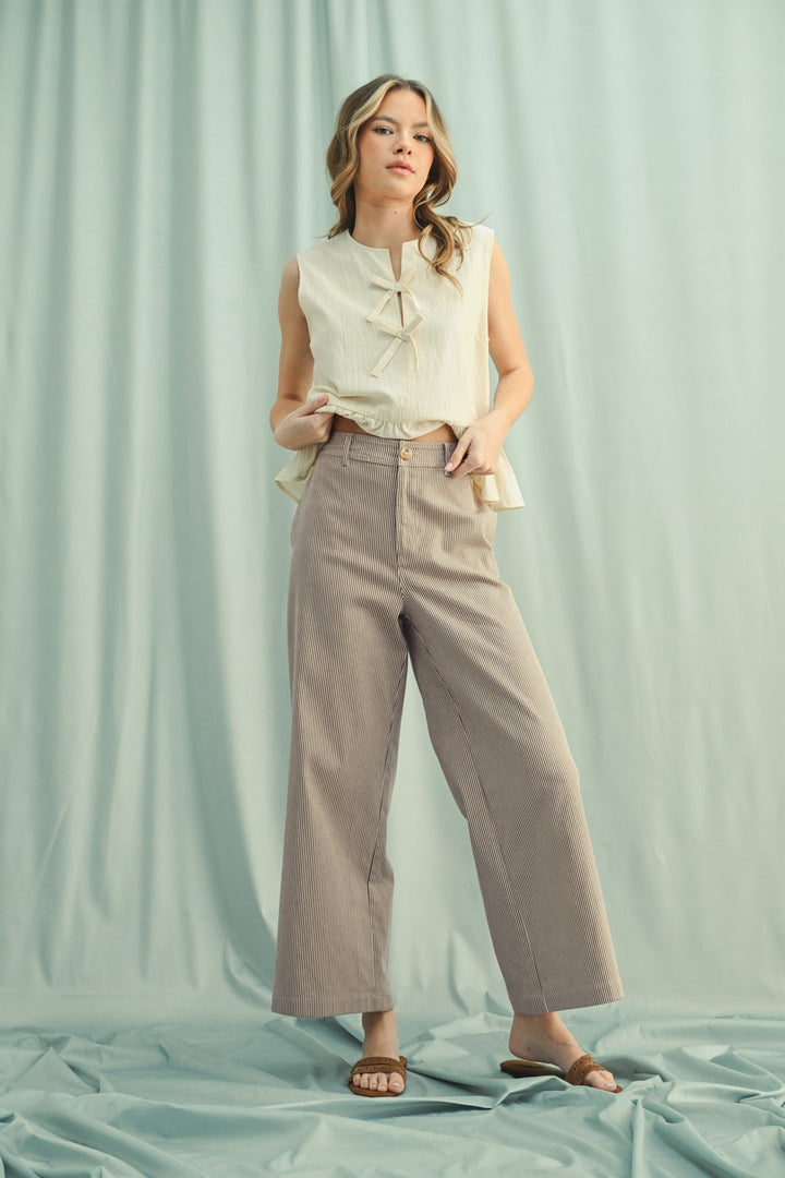 Striped Wide-leg Pants
