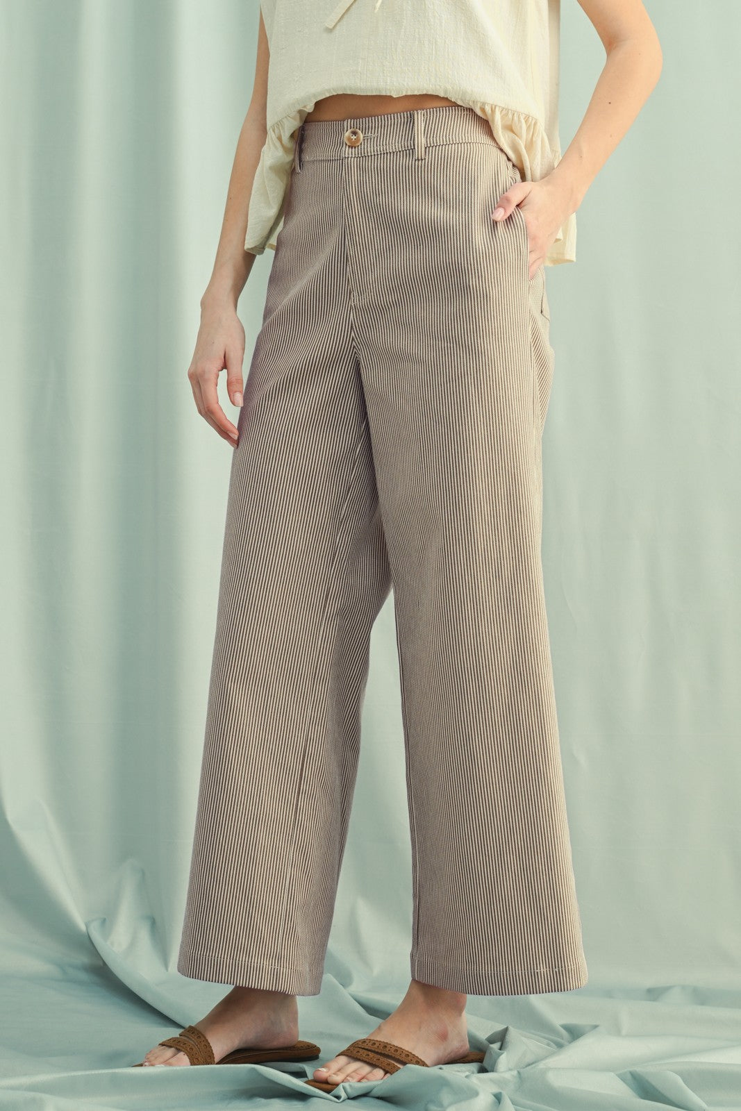 Striped Wide-leg Pants