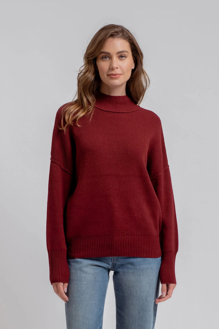 Ruby Mock Neck Ribbed Sweater