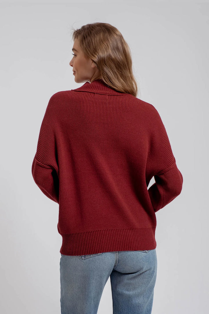 Ruby Mock Neck Ribbed Sweater