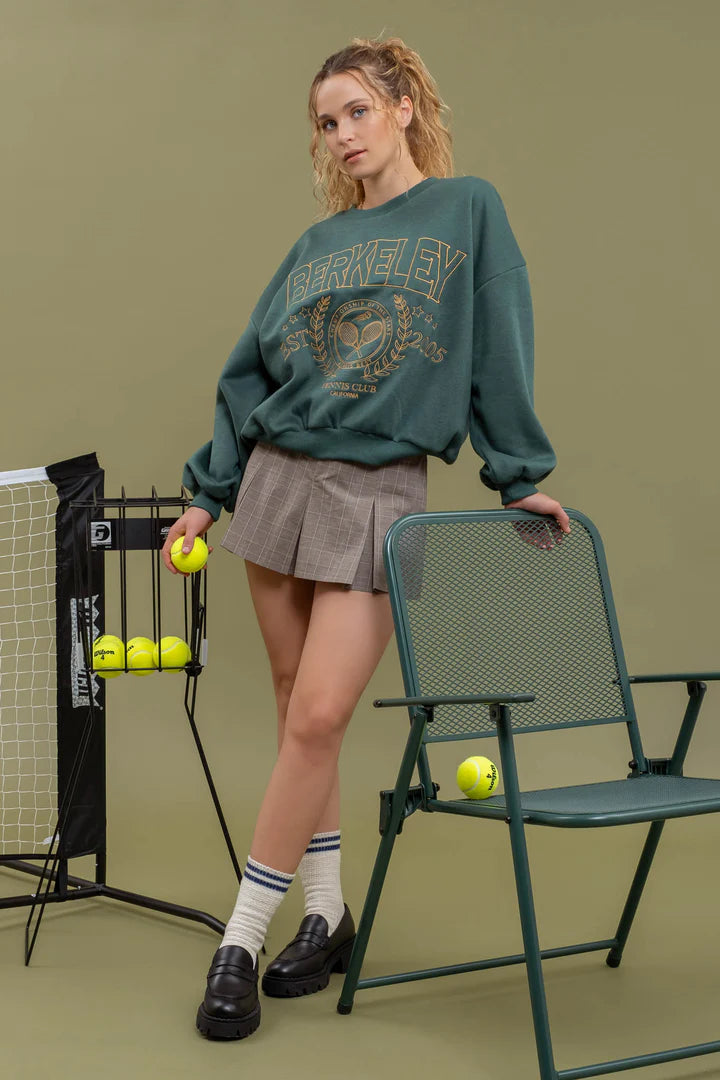 Tennis Club Embroidered Long Sleeve Top