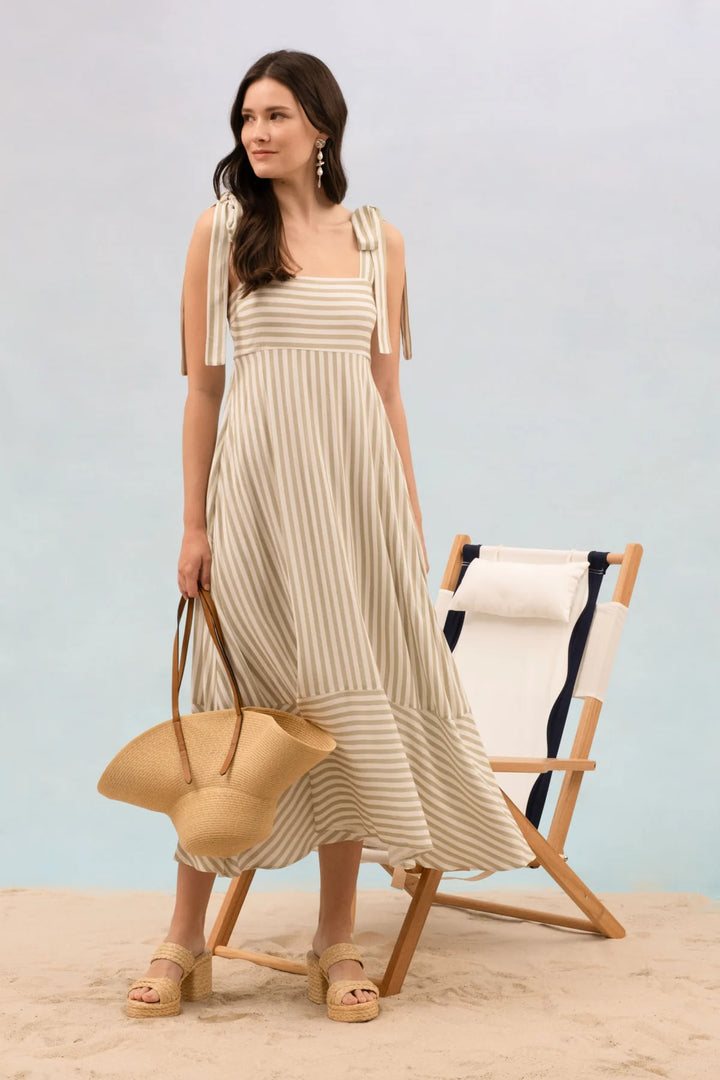 Stripe Tie Strap Maxi Dress