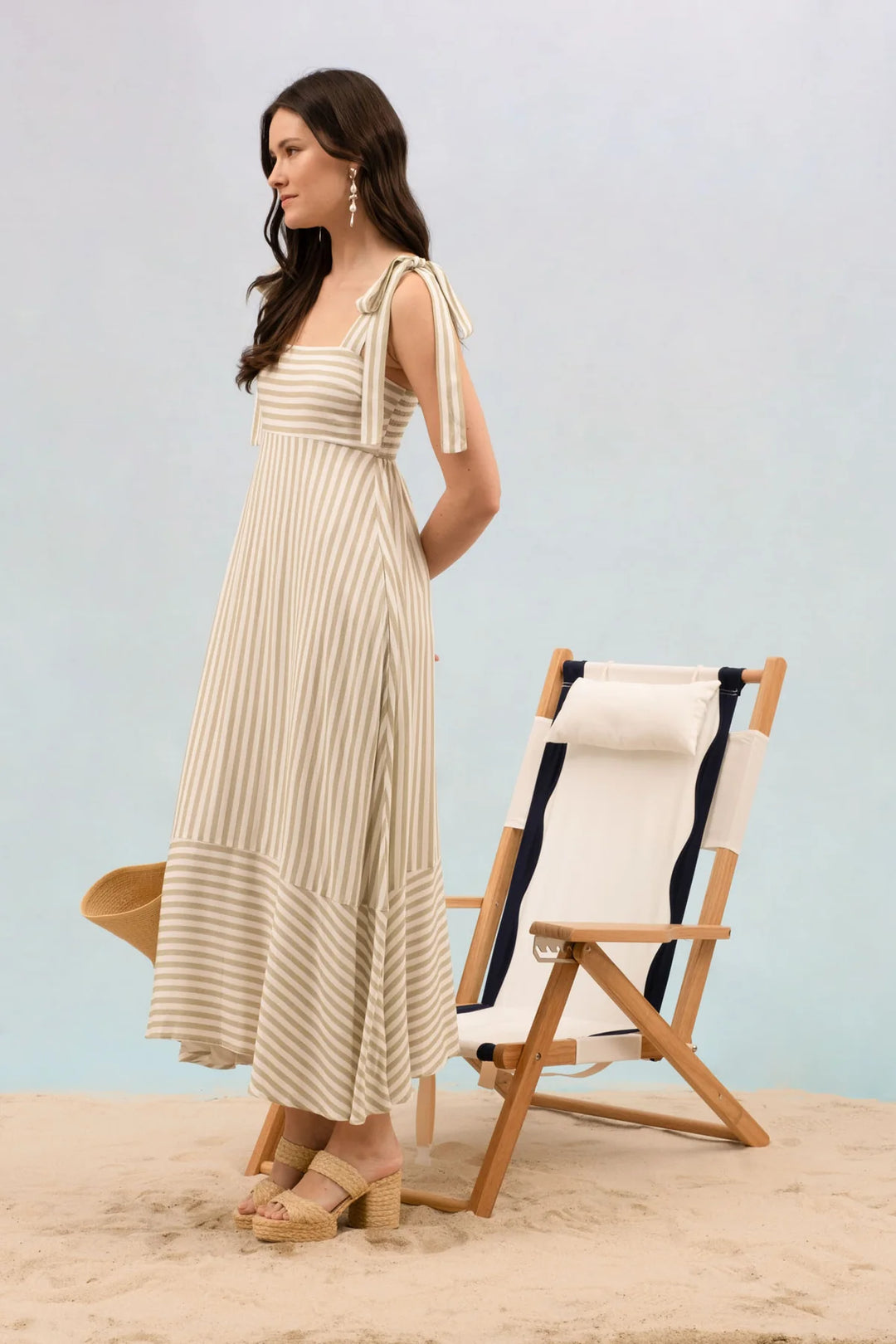 Stripe Tie Strap Maxi Dress