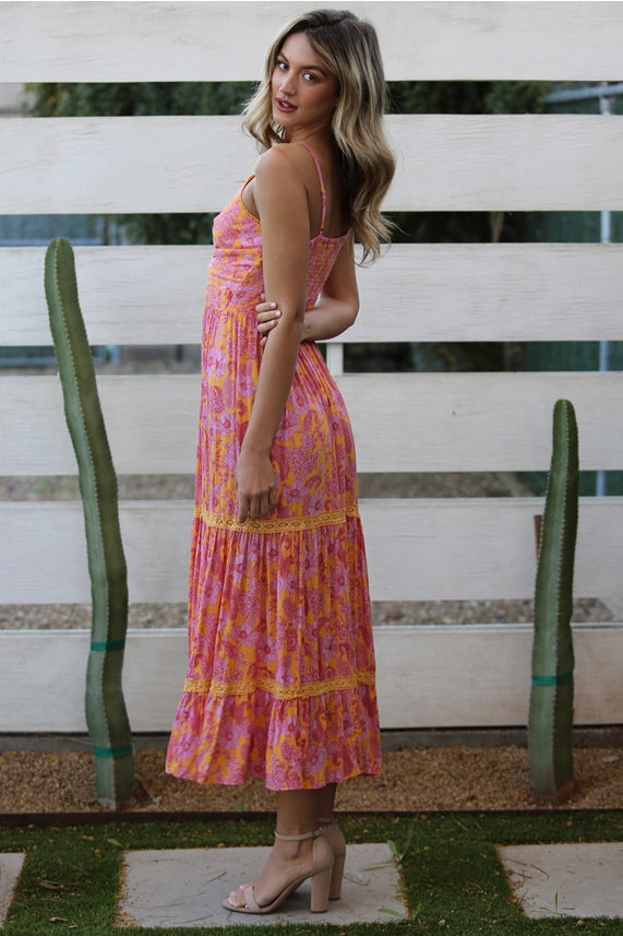 V-Neck Twist Front Maxi Dress