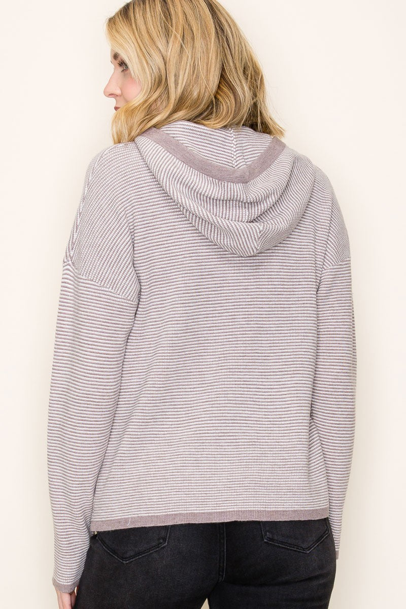 Waffle Textured Striped Pullover