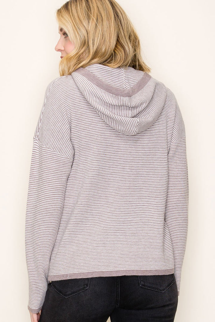 Waffle Textured Striped Pullover