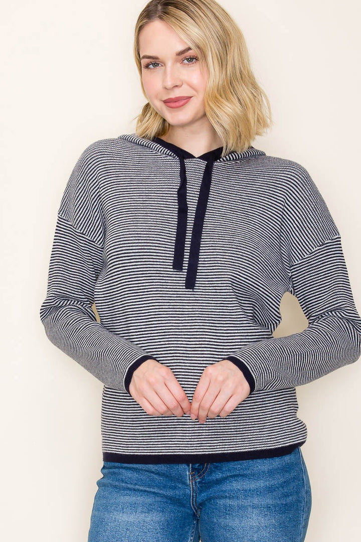 Waffle Textured Striped Pullover