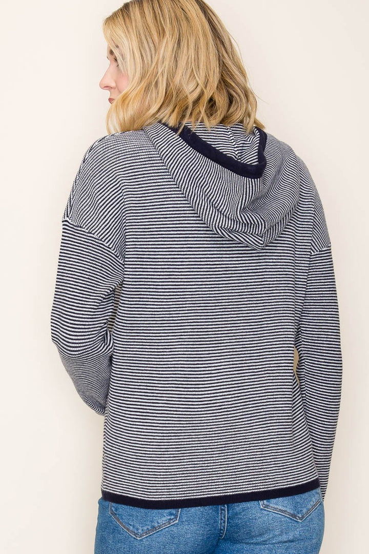 Waffle Textured Striped Pullover
