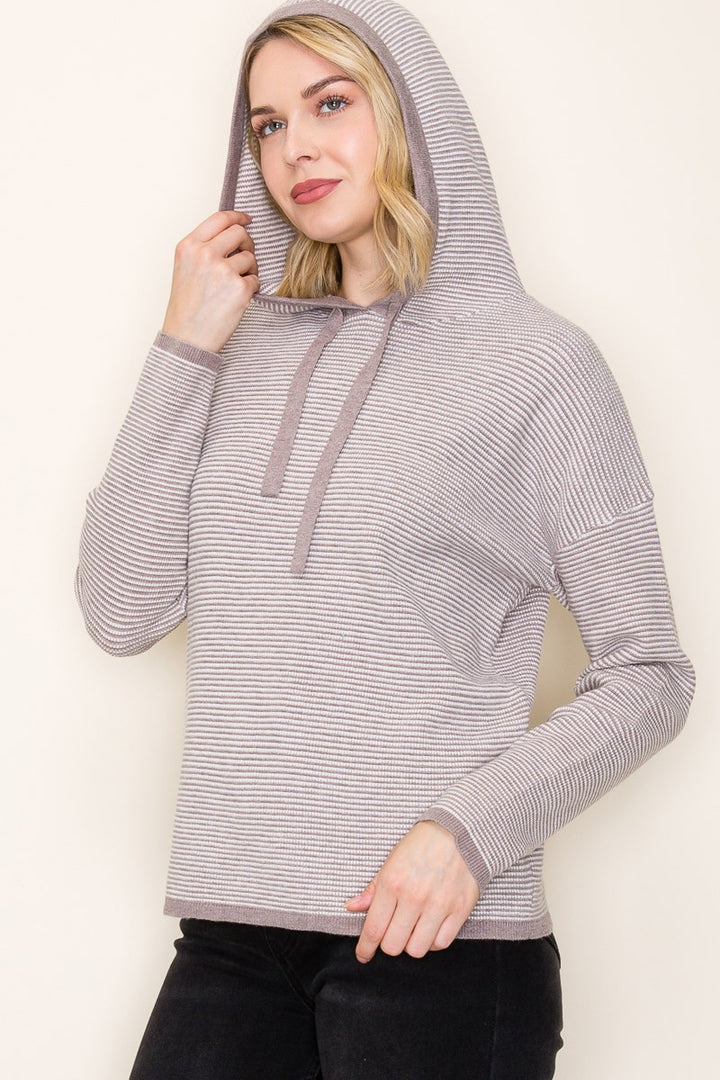 Waffle Textured Striped Pullover