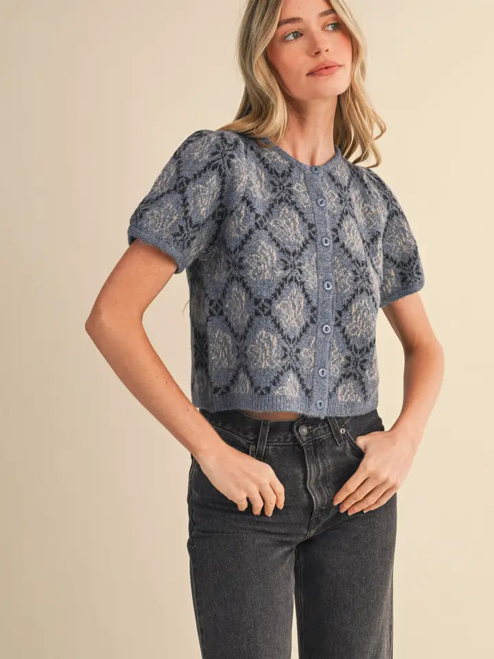 Floral Short Sleeve Cardigan