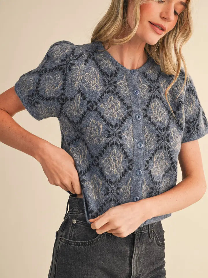 Floral Short Sleeve Cardigan