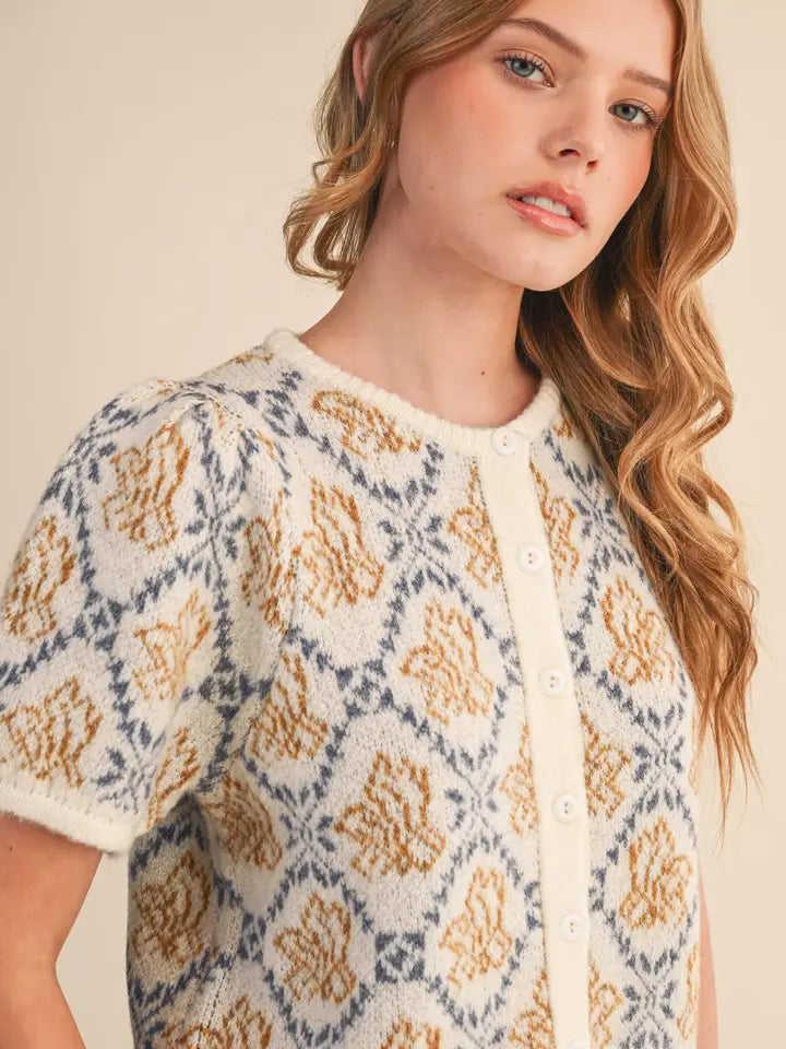 Floral Short Sleeve Cardigan
