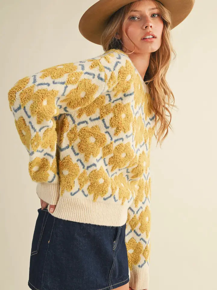 Fuzzy Floral Sweater