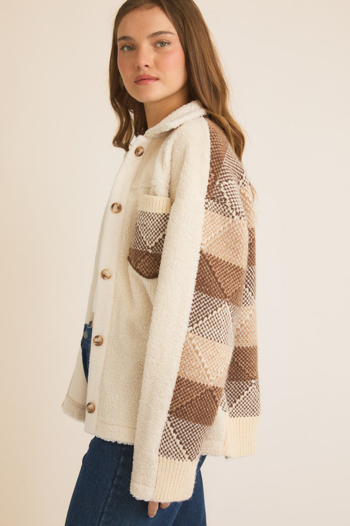 Cream Sherpa & Knit Mix