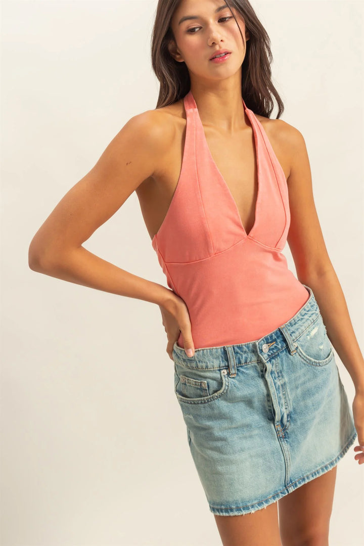 Coral Halter Top