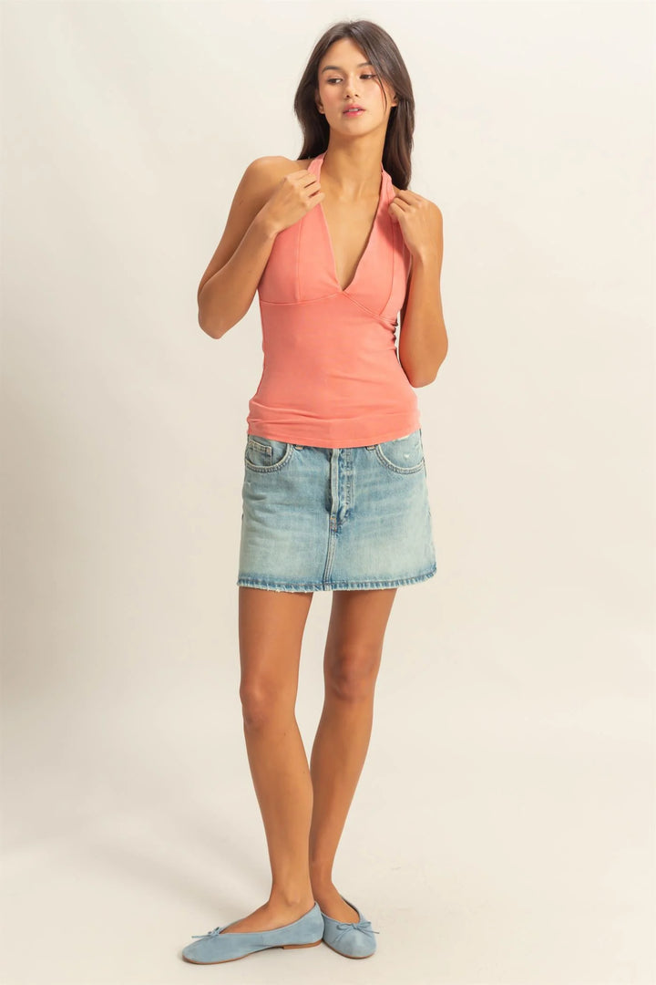 Coral Halter Top