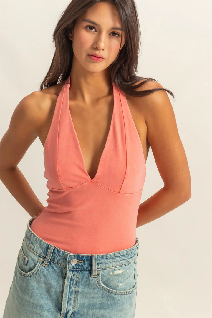 Coral Halter Top